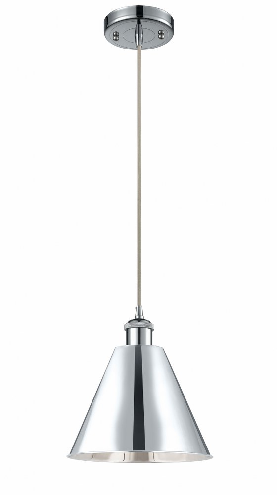 Innovations Lighting-516-1P-PC-MBC-12-PC-LED-Ballston Cone - 1 Light Cone Mini Pendant In Industrial Style-14.75 Inches Tall and 12 Inches Wide Polished Chrome Polished Chrome Polished Chrome Finish