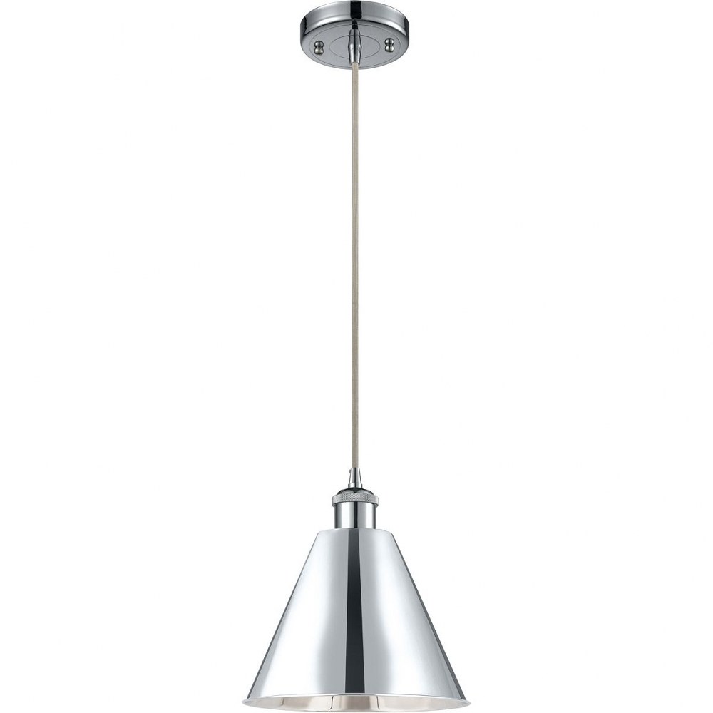 Innovations Lighting-516-1P-PC-MBC-12-PC-Ballston Cone - 1 Light Cone Mini Pendant In Industrial Style-14.75 Inches Tall and 12 Inches Wide Polished Chrome Polished Chrome Polished Chrome Finish