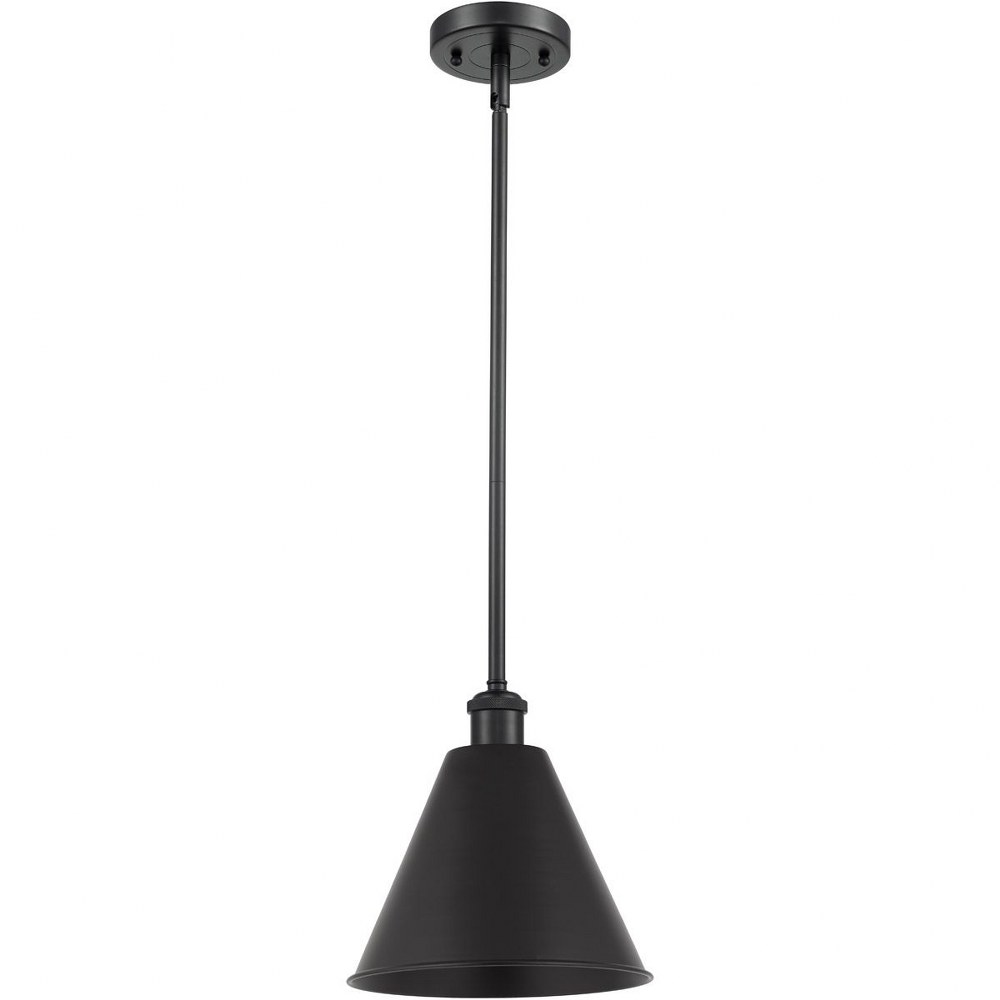 Innovations Lighting-516-1S-BK-MBC-12-BK-Ballston Cone - 1 Light Cone Pendant In Industrial Style-12.75 Inches Tall and 12 Inches Wide Matte Black Matte Black Matte Black Finish