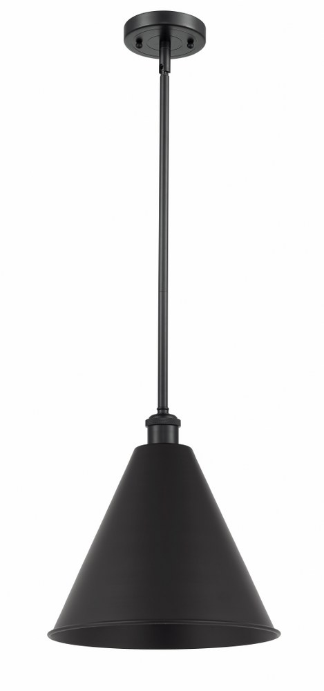 Innovations Lighting-516-1S-BK-MBC-16-BK-LED-Ballston Cone - 1 Light Cone Pendant In Industrial Style-16.75 Inches Tall and 16 Inches Wide Matte Black Matte Black Matte Black Finish