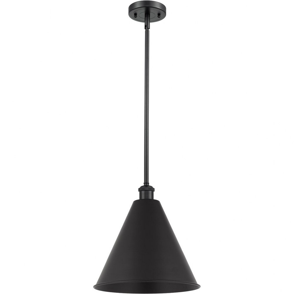 Innovations Lighting-516-1S-BK-MBC-16-BK-Ballston Cone - 1 Light Cone Pendant In Industrial Style-16.75 Inches Tall and 16 Inches Wide Matte Black Matte Black Matte Black Finish