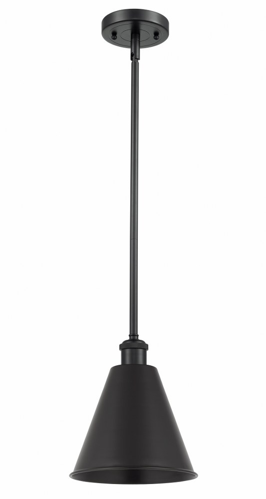 Innovations Lighting-516-1S-BK-MBC-8-BK-LED-Ballston Cone - 1 Light Cone Pendant In Industrial Style-9.75 Inches Tall and 8 Inches Wide   Matte Black Finish