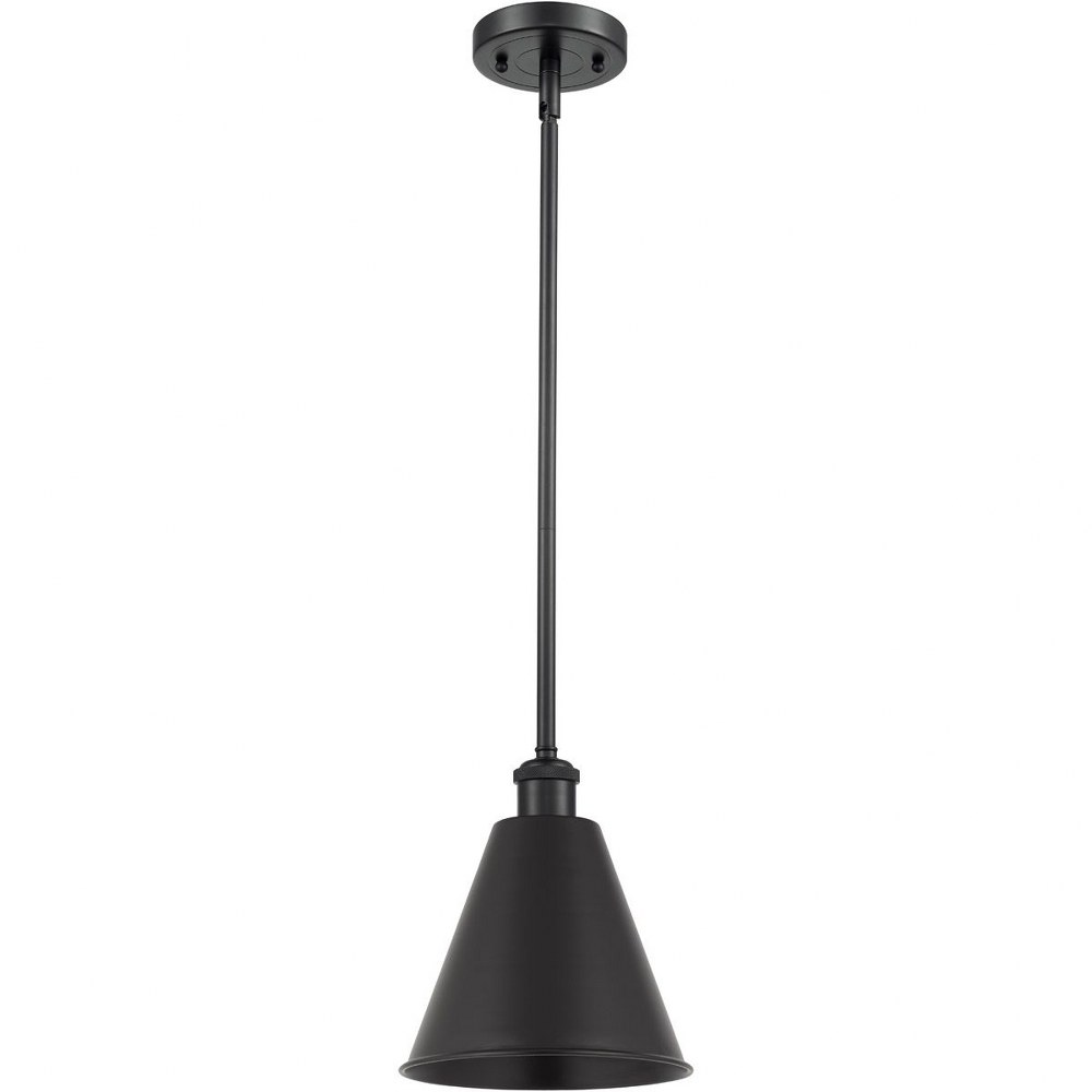 Innovations Lighting-516-1S-BK-MBC-8-BK-Ballston Cone - 1 Light Cone Pendant In Industrial Style-9.75 Inches Tall and 8 Inches Wide   Matte Black Finish