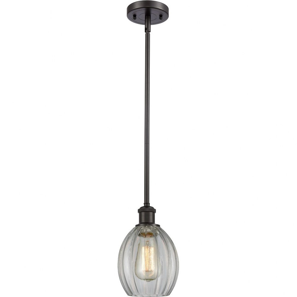 Innovations Lighting-516-1S-OB-G82-Eaton-One Light Semi-Flush Mount-6 Inches Wide by 9.5 Inches High   Oiled Rubbed Bronze Finish with Clear Fluted Glass