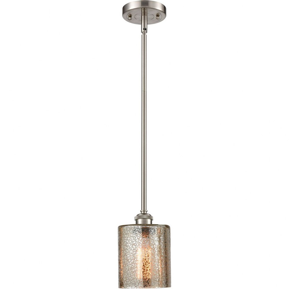 Innovations Lighting-516-1S-SN-G116-Cobleskill-One Light Semi-Flush Mount-5 Inches Wide by 8 Inches High   Brushed Satin Nickel Finish with Mercury Glass