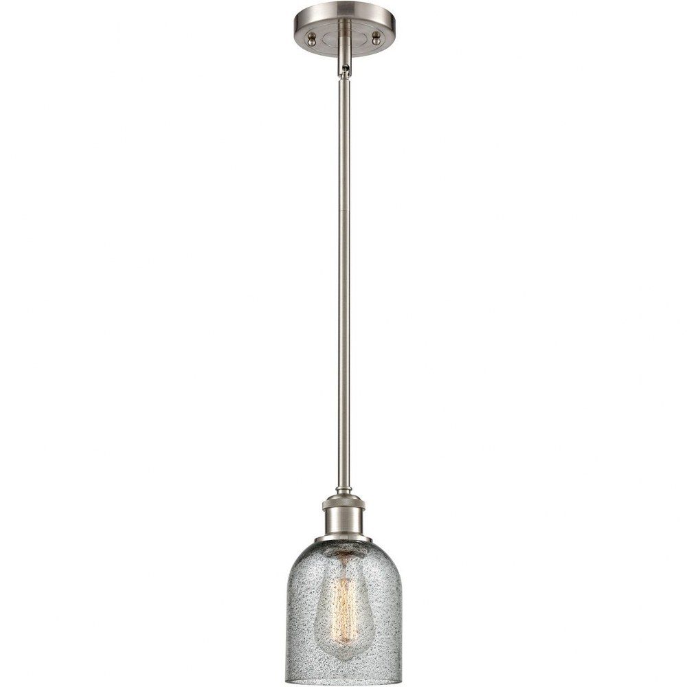 Innovations Lighting-516-1S-SN-G257-Caledonia-1 Light Pendant in Industrial Style-5 Inches Wide by 10 Inches High   Brushed Satin Nickel Finish with Charcoal Glass