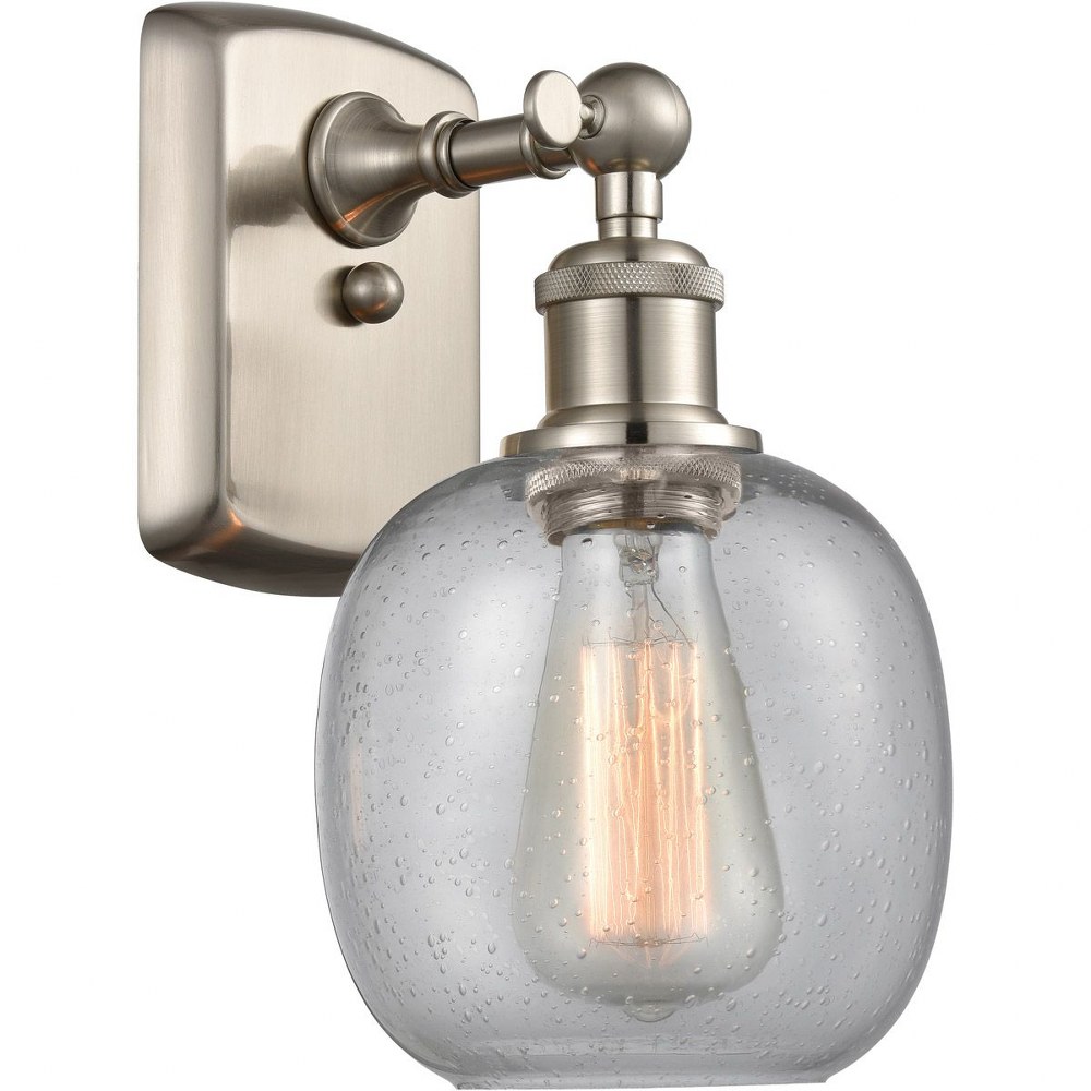 Innovations Lighting-516-1W-SN-G104-Ballston Cone-1 Light Wall Sconce-7 Inches Wide by 10.5 Inches High   Brushed Satin Nickel Finish with Clear Seedy Glass