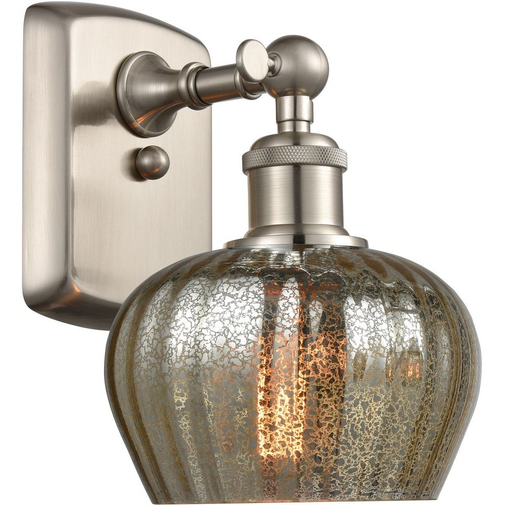 Innovations Lighting-516-1W-SN-G96-Ballston Cone-1 Light Wall Sconce-7 Inches Wide by 10.5 Inches High   Brushed Satin Nickel Finish with Mercury Fluted Glass