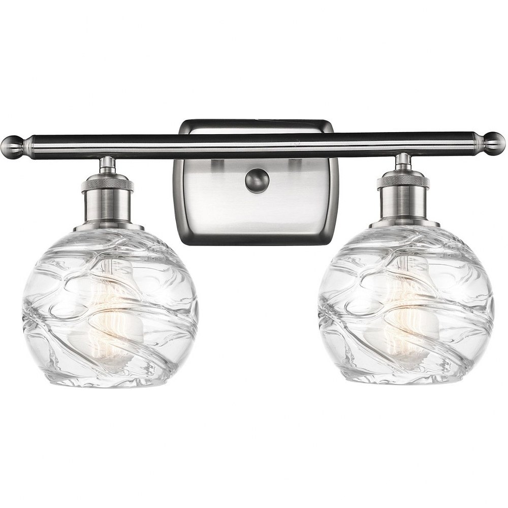 Innovations Lighting-516-2W-SN-G1213-6-Small Deco Swirl-2 Light Bath Vanity in Industrial Style-16 Inches Wide by 11 Inches High   Brushed Satin Nickel Finish with Clear Glass