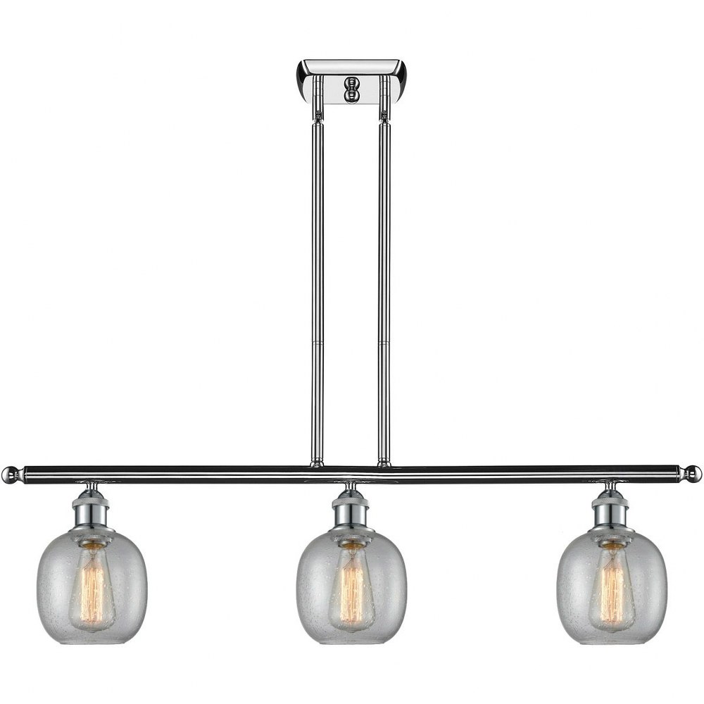 Innovations Lighting-516-3I-PC-G104-LED-Ballston Cone-3 Light Island in Industrial Style   Polished Chrome Finish with Clear Seedy Glass