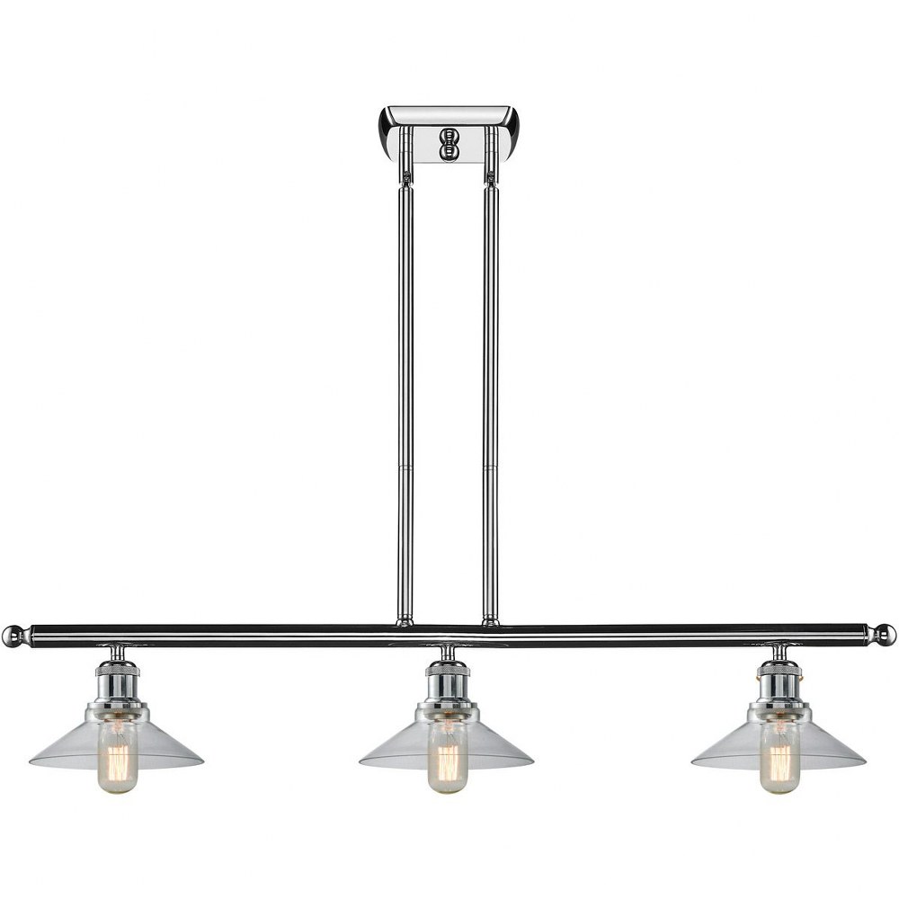 Innovations Lighting-516-3I-PC-G132-Ballston Cone-3 Light Island in Industrial Style   Polished Chrome Finish with Clear Glass