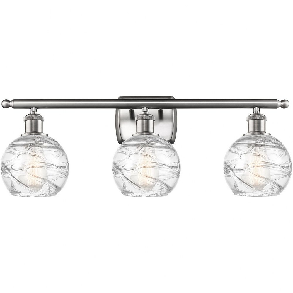 Innovations Lighting-516-3W-SN-G1213-6-Small Deco Swirl-3 Light Bath Vanity in Industrial Style-26 Inches Wide by 11 Inches High   Brushed Satin Nickel Finish with Clear Glass