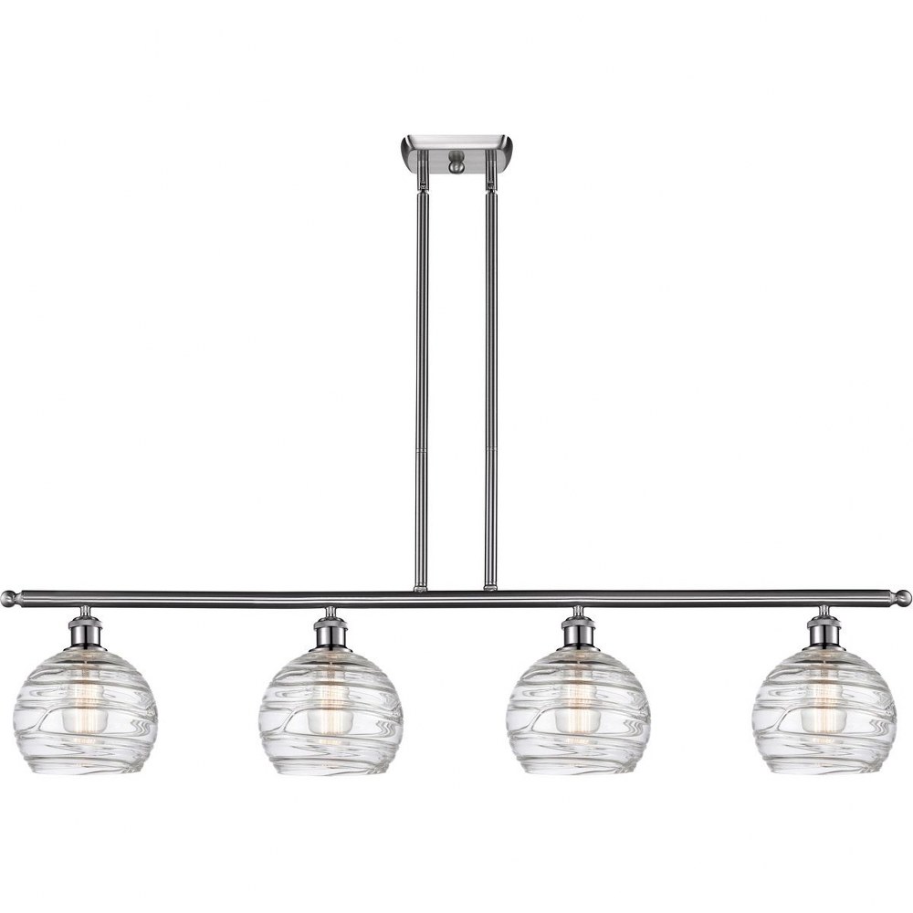 Innovations Lighting-516-4I-SN-G1213-8-Deco Swirl-4 Light Island in Industrial Style-48 Inches Wide by 10 Inches High   Brushed Satin Nickel Finish with Clear Glass