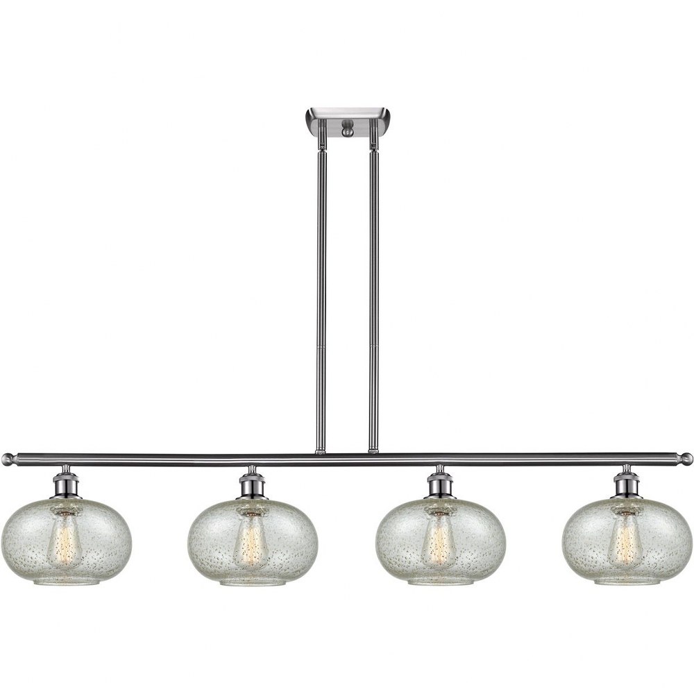 Innovations Lighting-516-4I-SN-G249-Gorham-4 Light Island in Industrial Style-48 Inches Wide by 10 Inches High   Brushed Satin Nickel Finish with Mica Glass