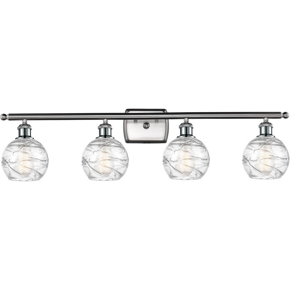 Innovations Lighting-516-4W-SN-G1213-6-Small Deco Swirl-4 Light Bath Vanity in Industrial Style-36 Inches Wide by 9 Inches High   Brushed Satin Nickel Finish with Clear Glass