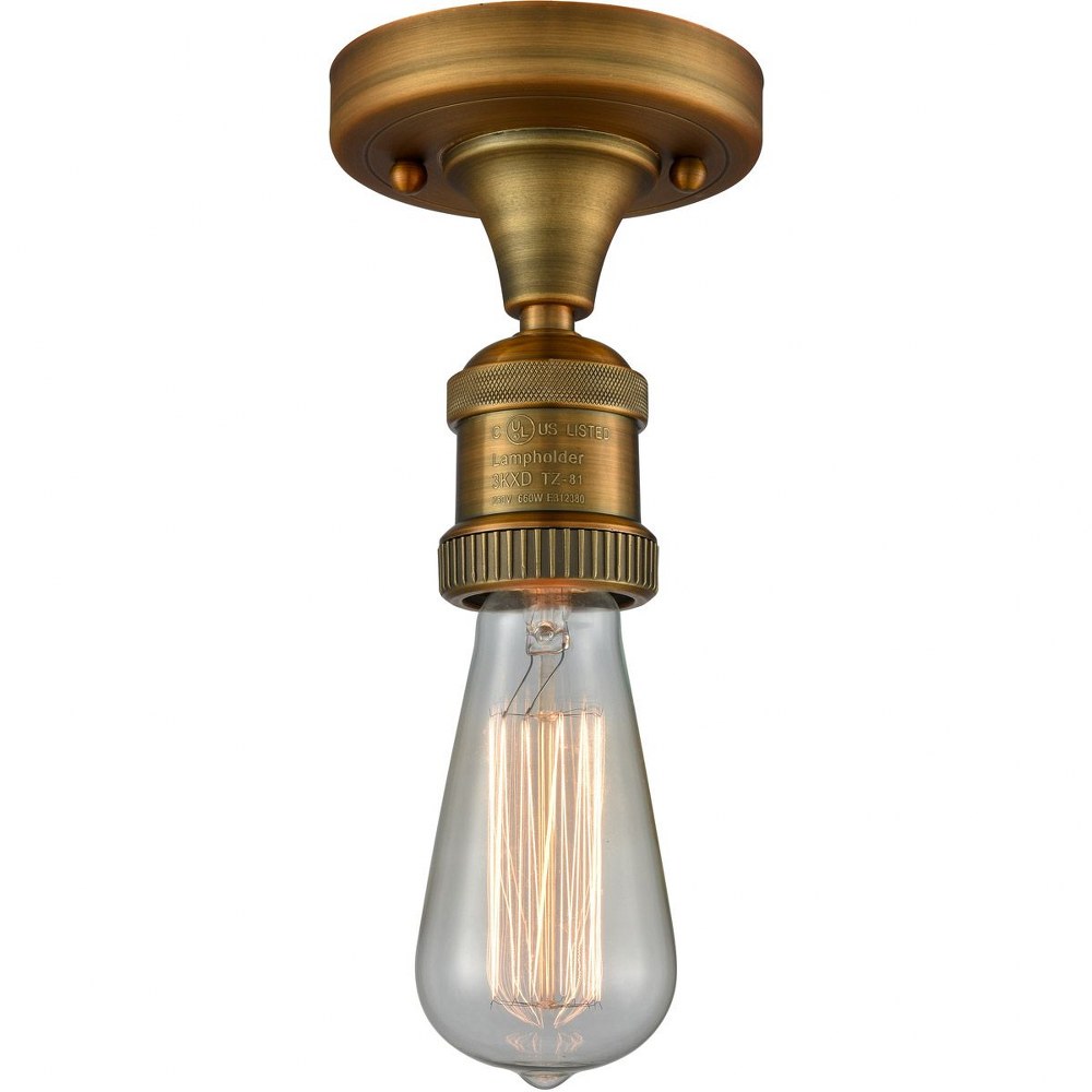 Innovations Lighting-517-1C-BB-One Light Bare Bulb Semi-Flush Mount-4.5 Inches Wide by 5.5 Inches High   Brushed Brass Finish