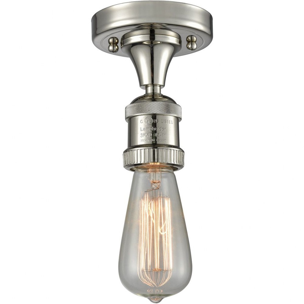 Innovations Lighting-517-1C-PN-One Light Bare Bulb Semi-Flush Mount-4.5 Inches Wide by 5.5 Inches High   Polished Nickel Finish