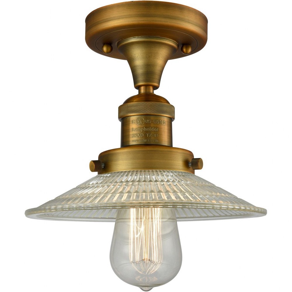 Innovations Lighting-517-1CH-BB-G2-One Light Bare Bulb Semi-Flush Mount-4.5 Inches Wide by 5.5 Inches High   Brushed Brass Finish with Halophane Glass