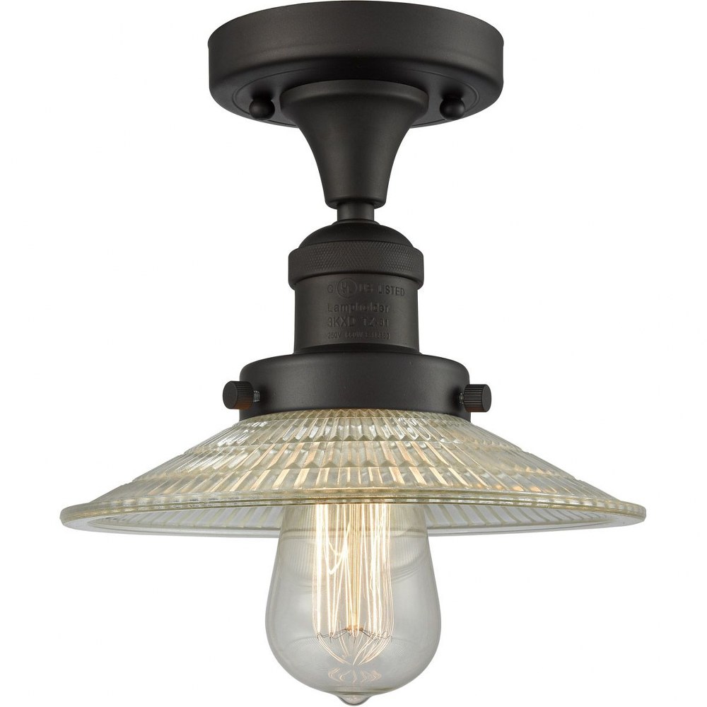 Innovations Lighting-517-1CH-OB-G2-One Light Bare Bulb Semi-Flush Mount-4.5 Inches Wide by 5.5 Inches High   Oiled Rubbed Bronze Finish with Halophane Glass