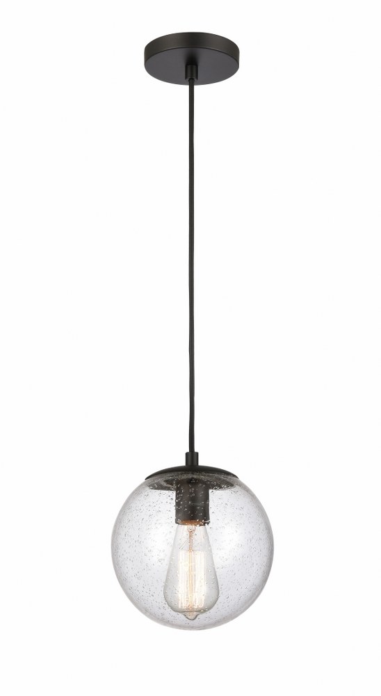 Innovations Lighting-608-BK-SDY-LED-Tolland - 1 Light Mini Pendant In Industrial Style-8.75 Inches Tall and 8 Inches Wide Matte Black Seedy Matte Black Finish