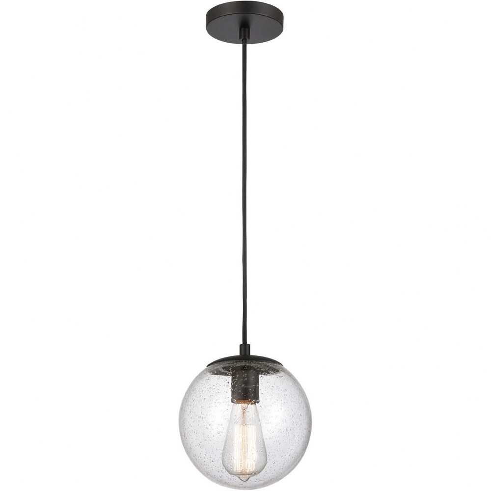 Innovations Lighting-608-BK-SDY-Tolland - 1 Light Mini Pendant In Industrial Style-8.75 Inches Tall and 8 Inches Wide Incandescent Seedy Glass Matte Black Finish
