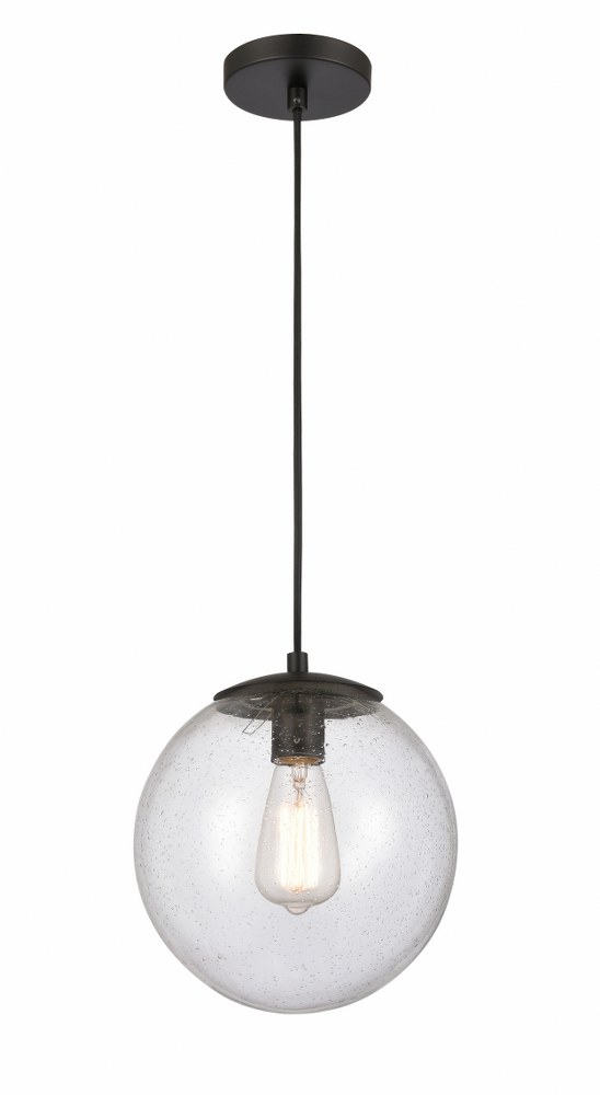 Innovations Lighting-610-BK-SDY-LED-Tolland - 1 Light Mini Pendant In Industrial Style-10.75 Inches Tall and 10 Inches Wide LED Seedy Glass Matte Black Finish