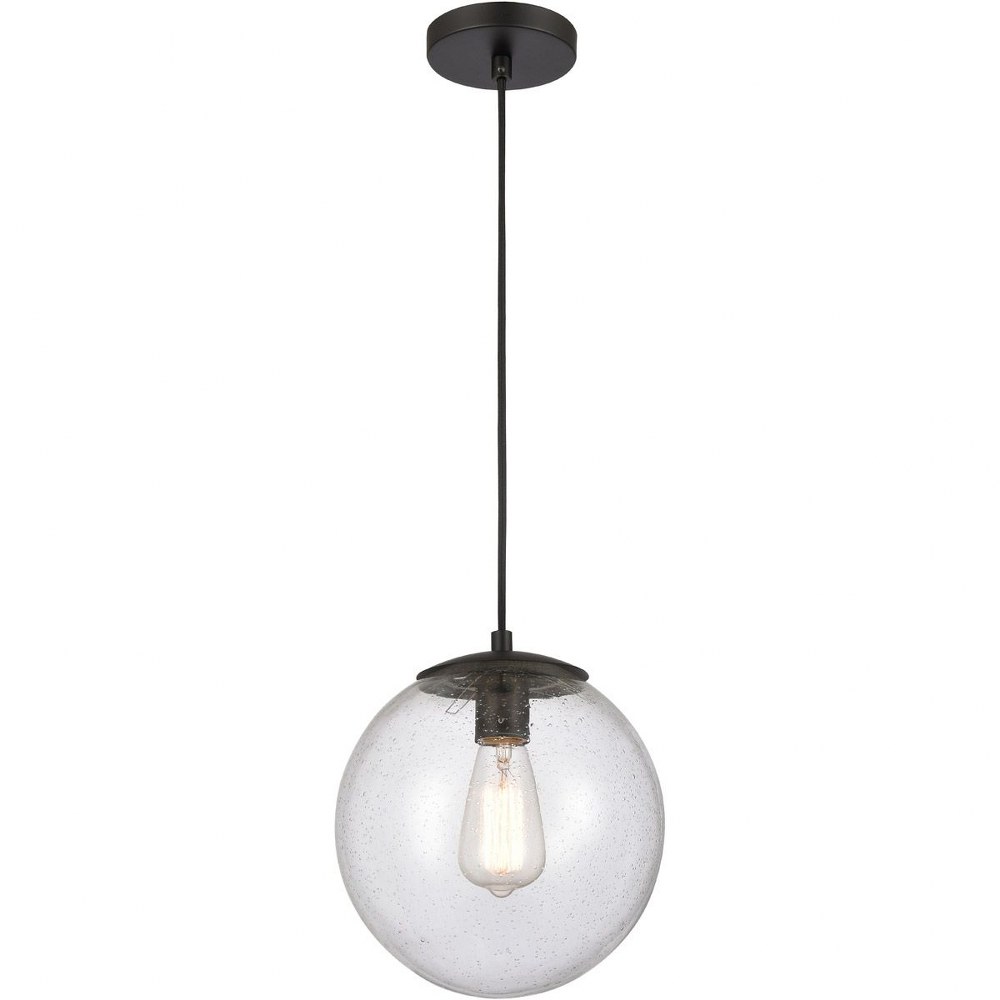 Innovations Lighting-610-BK-SDY-Tolland - 1 Light Mini Pendant In Industrial Style-10.75 Inches Tall and 10 Inches Wide Incandescent Seedy Glass Matte Black Finish