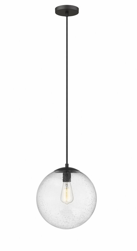 Innovations Lighting-612-BK-SDY-LED-Tolland - 1 Light Mini Pendant In Industrial Style-13 Inches Tall and 12 Inches Wide LED Seedy Glass Matte Black Finish
