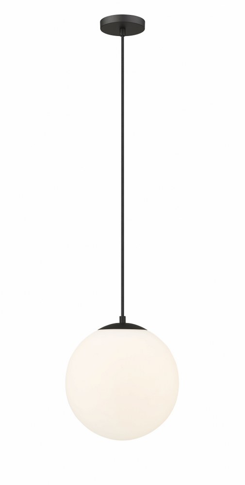 Innovations Lighting-612-BK-W-LED-Tolland - 1 Light Mini Pendant In Industrial Style-13 Inches Tall and 12 Inches Wide LED Matte White Glass Matte Black Finish