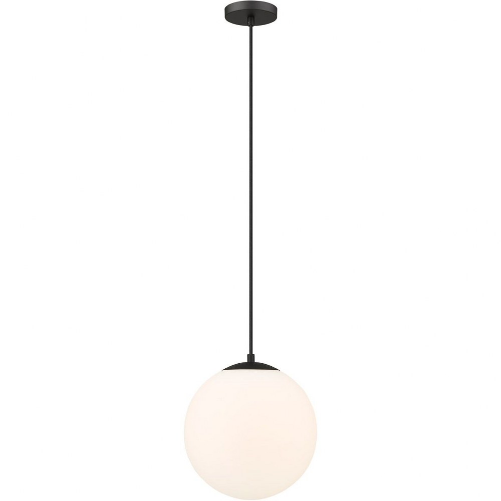Innovations Lighting-612-BK-W-Tolland - 1 Light Mini Pendant In Industrial Style-13 Inches Tall and 12 Inches Wide Incandescent Matte White Glass Matte Black Finish