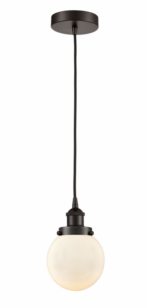 Innovations Lighting-616-1PH-OB-G201-6-LED-Beacon - 1 Light Mini Pendant In Industrial Style-9.5 Inches Tall and 6 Inches Wide Oil Rubbed Bronze Matte White Matte Black Finish