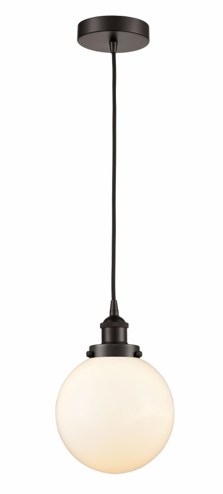 Innovations Lighting-616-1PH-OB-G201-8-LED-Beacon - 1 Light Mini Pendant In Industrial Style-11.5 Inches Tall and 8 Inches Wide Oil Rubbed Bronze Matte White Matte Black Finish