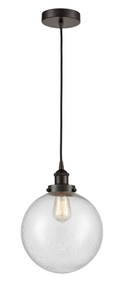 Innovations Lighting-616-1PH-OB-G204-10-LED-Beacon - 1 Light Mini Pendant In Industrial Style-13 Inches Tall and 10 Inches Wide Oil Rubbed Bronze Seedy Matte Black Finish