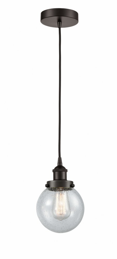 Innovations Lighting-616-1PH-OB-G204-6-LED-Beacon - 1 Light Mini Pendant In Industrial Style-9.5 Inches Tall and 6 Inches Wide Oil Rubbed Bronze Seedy Matte Black Finish