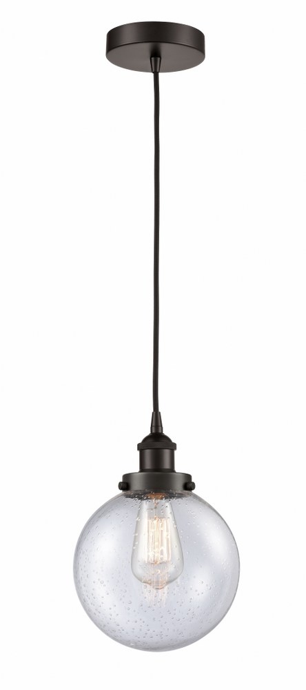 Innovations Lighting-616-1PH-OB-G204-8-LED-Beacon - 1 Light Mini Pendant In Industrial Style-11.5 Inches Tall and 8 Inches Wide Oil Rubbed Bronze Seedy Matte Black Finish