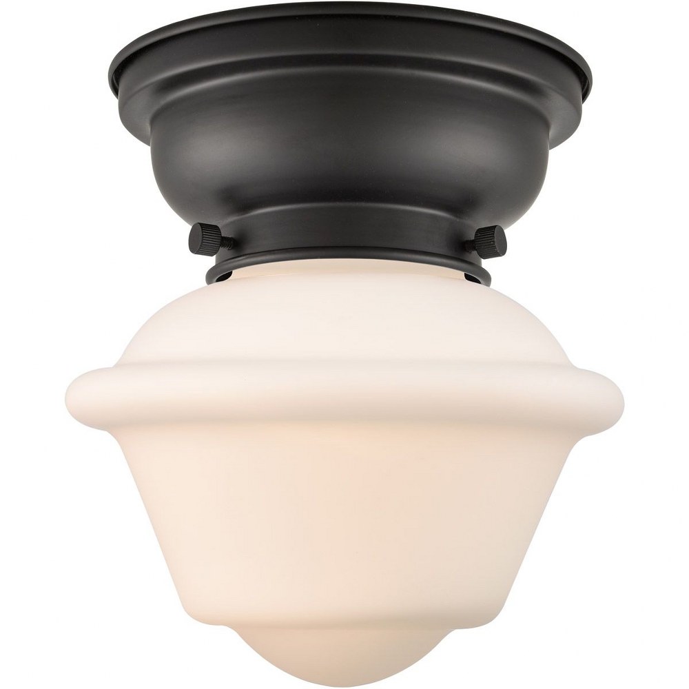 Innovations Lighting-623-1F-BK-G531-Small Oxford-1 Light Flush Mount in Traditional Style-7.5 Inches Wide by 7.15 Inches High   Matte Black Finish with Matte White Glass