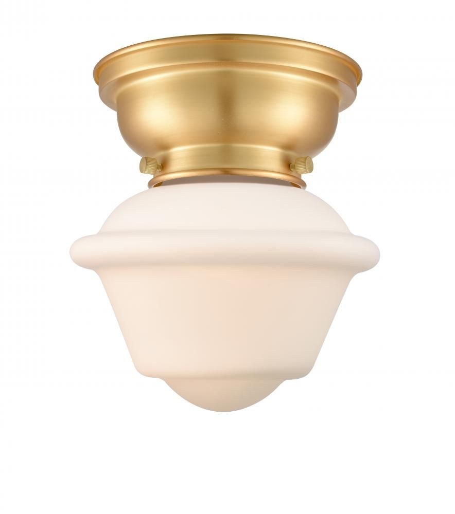 Innovations Lighting-623-1F-SG-G531-LED-Small Oxford-3.5W 1 LED Flush Mount in Traditional Style-7.5 Inches Wide by 7.15 Inches High   Satin Gold Finish with Matte White Glass