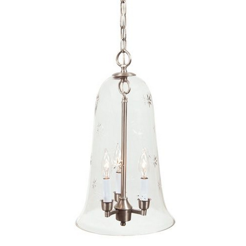 JVI Designs-1038-17-Three Light Bell Jar Pendant   Pewter Finish with Clear Star Glass