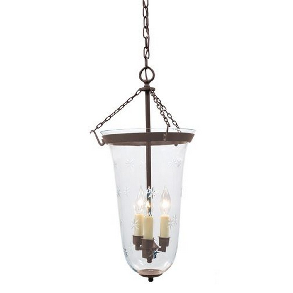 JVI Designs-1098-08-Three Light Bell Jar Pendant   Oil Rubbed Bronze Finish with Clear Star Glass