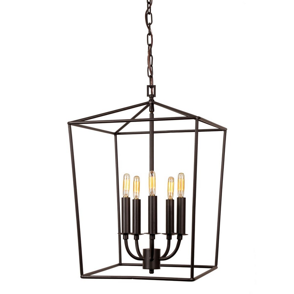 JVI Designs-1142-08-Austin - Five Light Large Open Hanging Lantern Oil Rubbed Bronze  Polished Chrome Finish