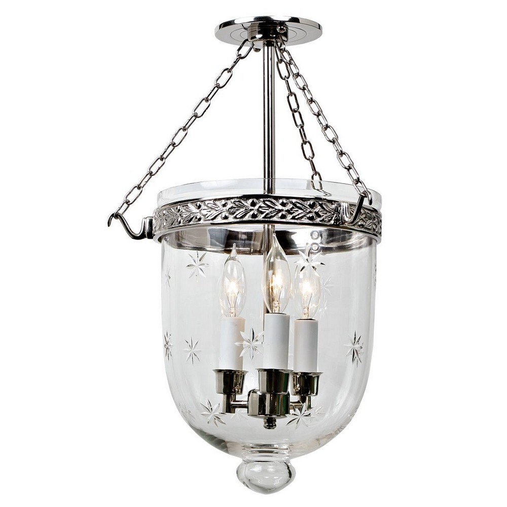 JVI Designs-1151-15-Kensington - Three Light Medium Semi-Flush Mount   Polished Nickel Finish with Clear Glass