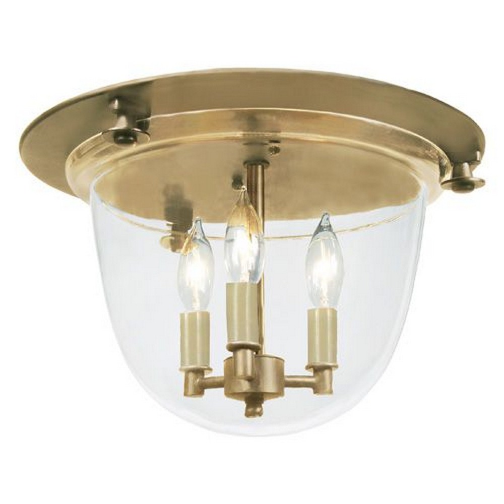 JVI Designs-1157-10-Three Light Bell Jar Pendant   Rubbed Brass Finish with Clear Glass