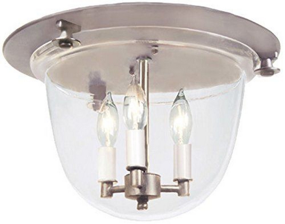 JVI Designs-1157-15-Three Light Bell Jar Pendant   Polished Nickel Finish with Clear Glass