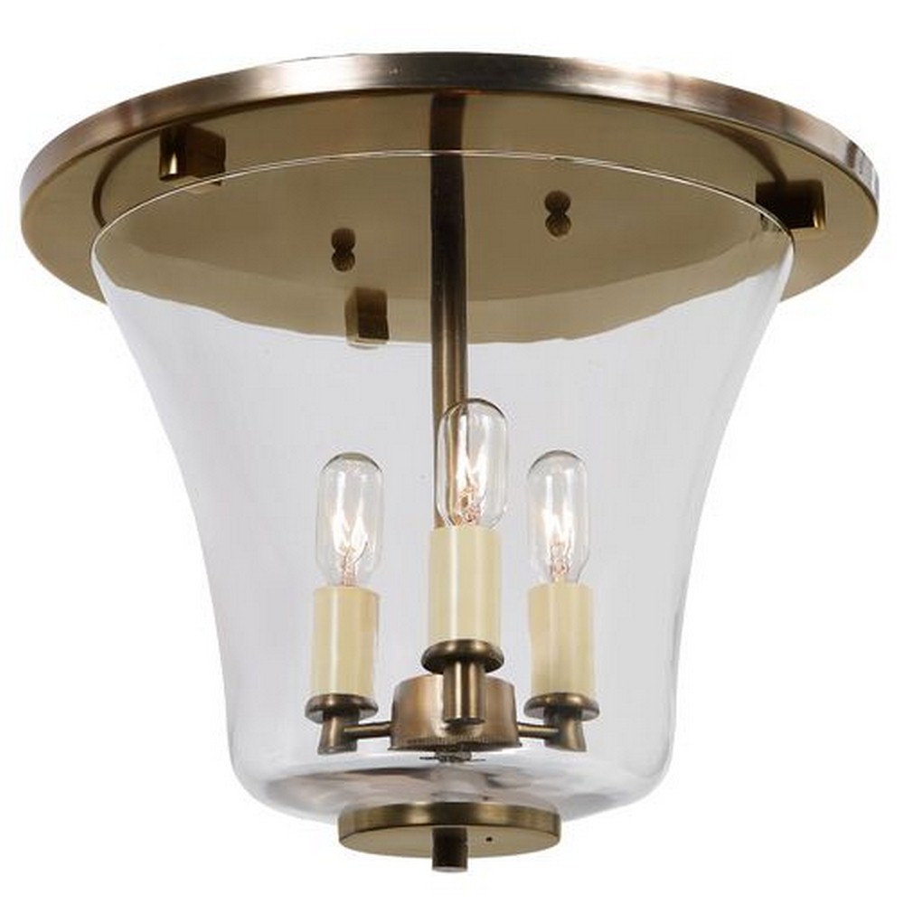 JVI Designs-1181-10-Greenwich - Three Light Flush Mount   Rubbed Brass Finish