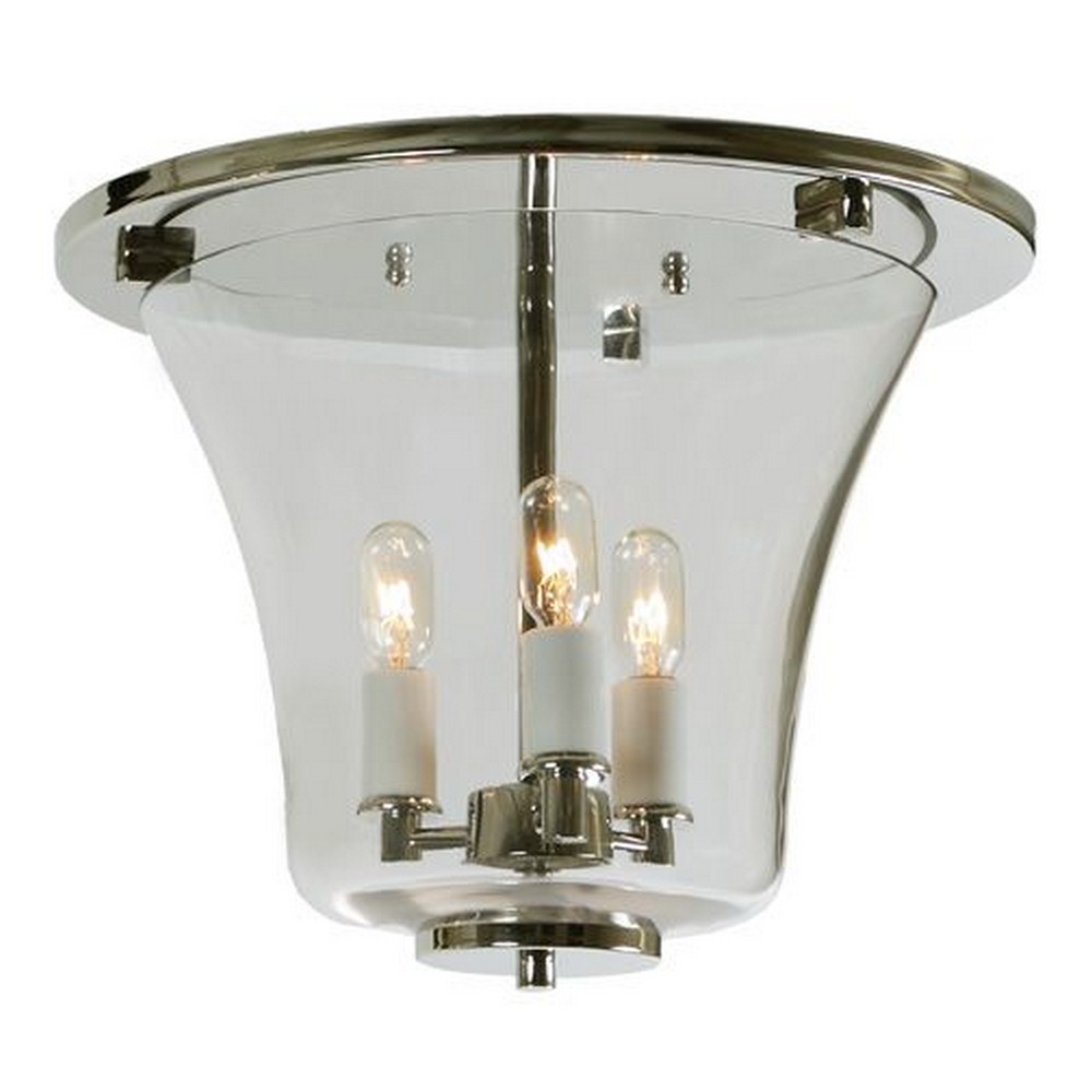 JVI Designs-1181-15-Greenwich - Three Light Flush Mount Polished Nickel  Pewter Finish