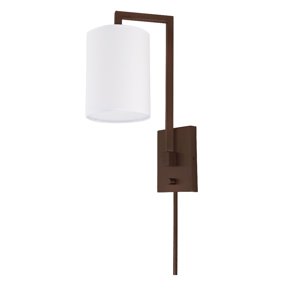 JVI Designs-1260-08-Allston - 1 Light Wall Sconce Oil Rubbed Bronze  Oil Rubbed Bronze Finish with White Cylindrical Fabric Shade