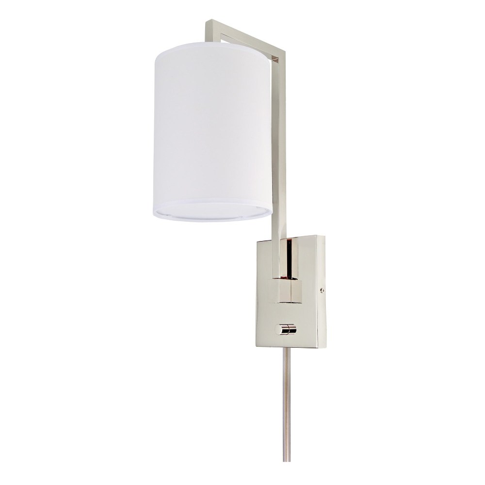 JVI Designs-1260-15-Allston - 1 Light Wall Sconce Polished Nickel  Oil Rubbed Bronze Finish with White Cylindrical Fabric Shade