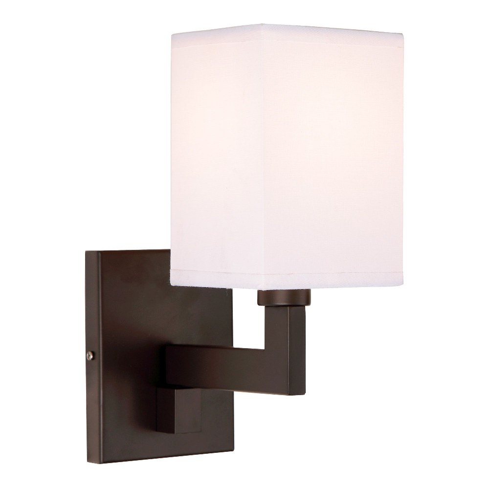 JVI Designs-1263-08-Allston - One Light Small Swing Arm Wall Sconce Oil Rubbed Bronze White Rectangle Oil Rubbed Bronze Finish with White Rectangle Fabric Shade