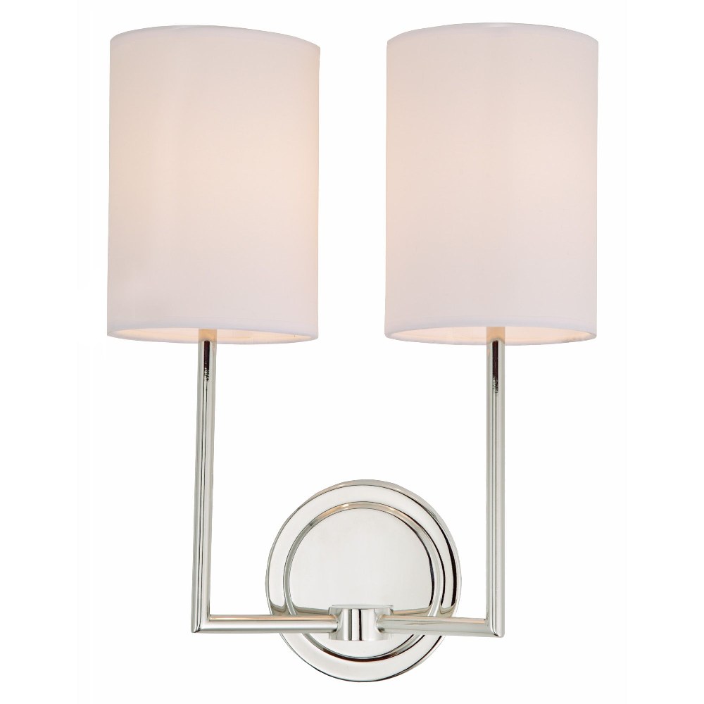 JVI Designs-1271-15-Elliot - 2 Light Wall Sconce Polished Nickel  Oil Rubbed Bronze Finish with White Cylindrical Fabric Shade