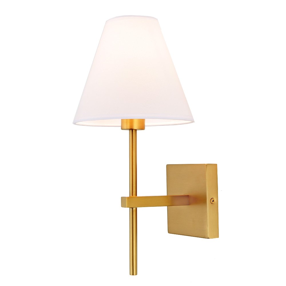 JVI Designs-1273-10-Kent - 7 Inch 1 Light Wall Sconce Satin Brass  Oil Rubbed Bronze Finish with White Cone Fabric Shade